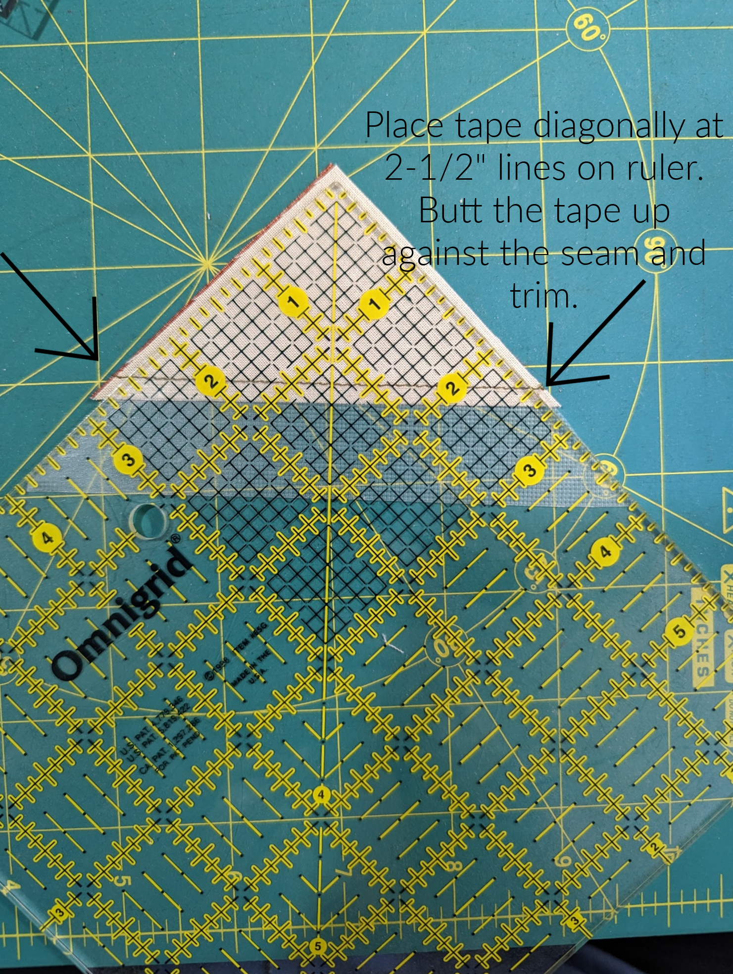 Cut quilt pieces accurately with Guidelines Non-Slip Quilt Ruler